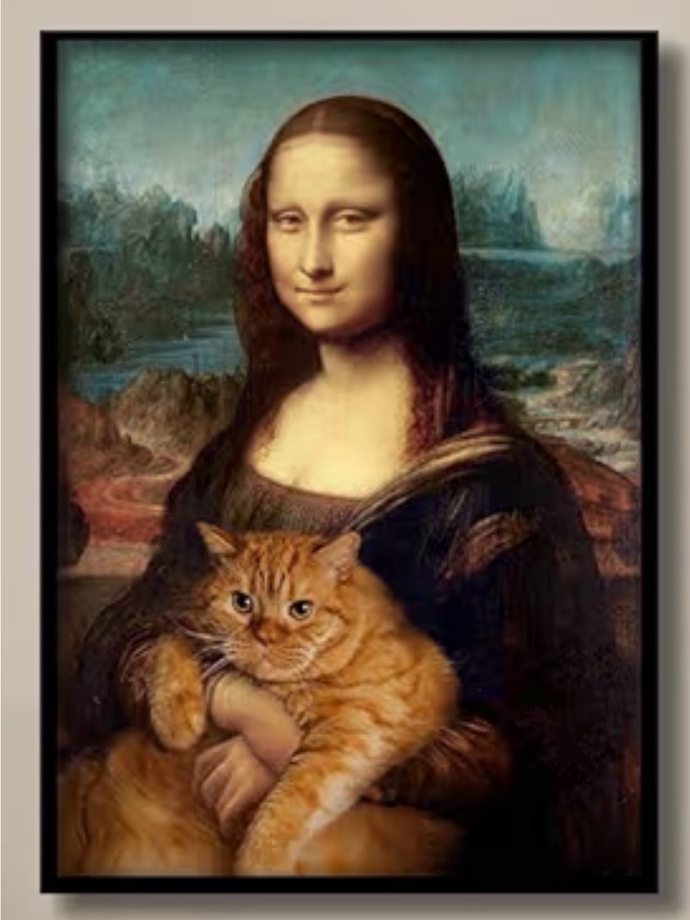 Decorative Mona Lisa Framed 8x10 Cat Art Print